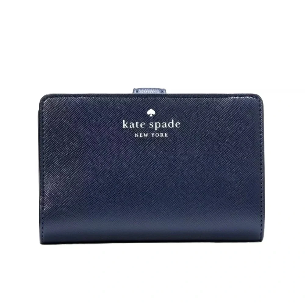 New Kate Spade Schuyler Medium Compact Bifold Wallet Blazer Blue